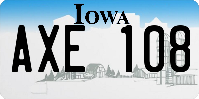 IA license plate AXE108