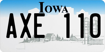 IA license plate AXE110
