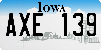 IA license plate AXE139