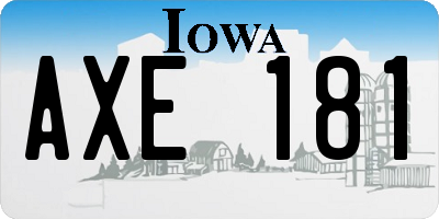 IA license plate AXE181