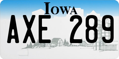 IA license plate AXE289