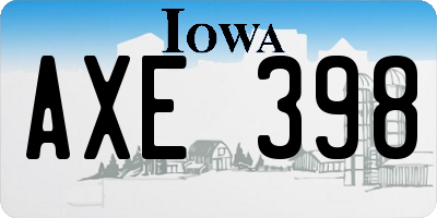 IA license plate AXE398