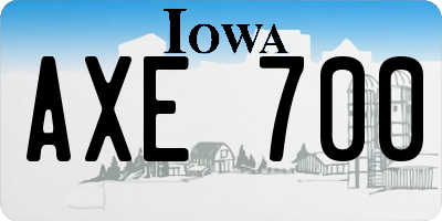 IA license plate AXE700