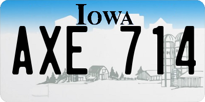 IA license plate AXE714