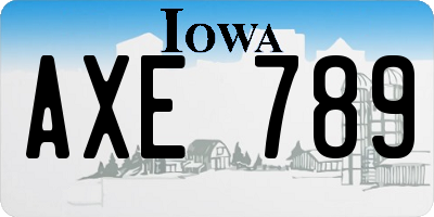 IA license plate AXE789
