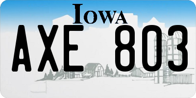 IA license plate AXE803