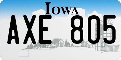 IA license plate AXE805