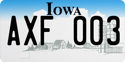 IA license plate AXF003