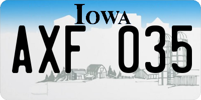 IA license plate AXF035