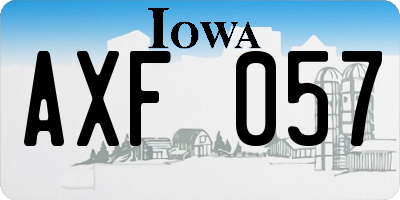 IA license plate AXF057
