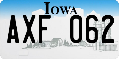 IA license plate AXF062