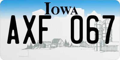 IA license plate AXF067
