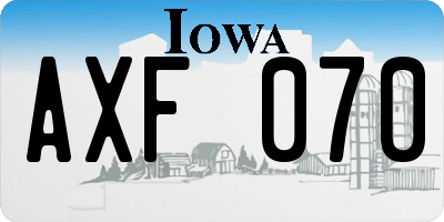 IA license plate AXF070