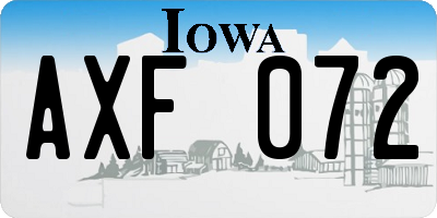 IA license plate AXF072
