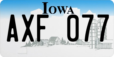 IA license plate AXF077