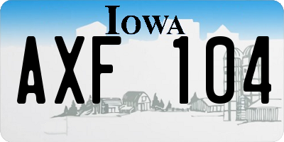IA license plate AXF104