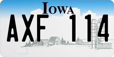 IA license plate AXF114