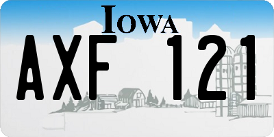 IA license plate AXF121