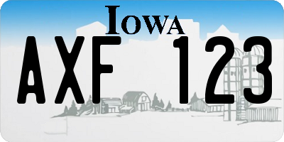 IA license plate AXF123