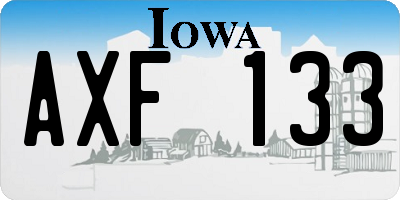 IA license plate AXF133