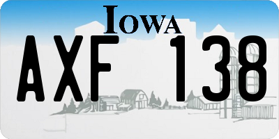 IA license plate AXF138