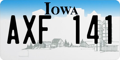 IA license plate AXF141