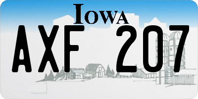 IA license plate AXF207