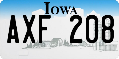 IA license plate AXF208