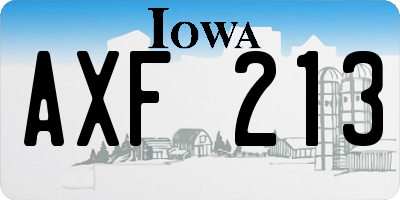 IA license plate AXF213
