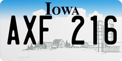 IA license plate AXF216