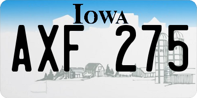 IA license plate AXF275