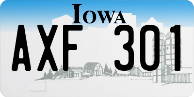 IA license plate AXF301