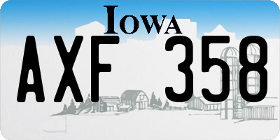 IA license plate AXF358