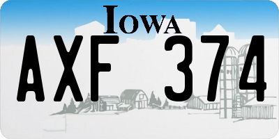 IA license plate AXF374