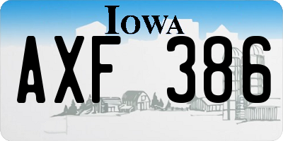IA license plate AXF386