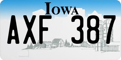 IA license plate AXF387