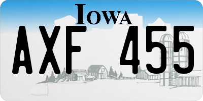 IA license plate AXF455