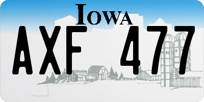 IA license plate AXF477