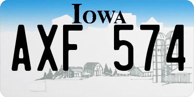 IA license plate AXF574