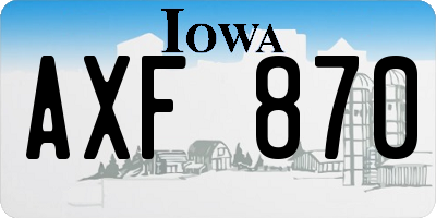 IA license plate AXF870