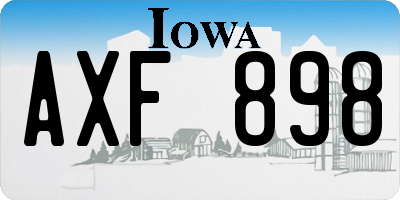 IA license plate AXF898