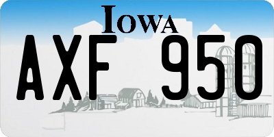 IA license plate AXF950