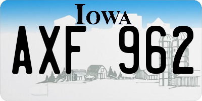 IA license plate AXF962