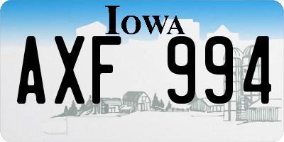 IA license plate AXF994