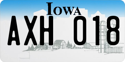 IA license plate AXH018