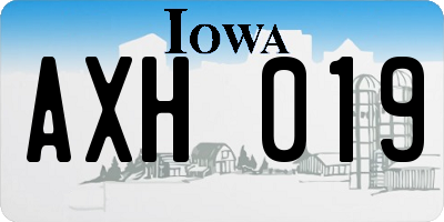 IA license plate AXH019