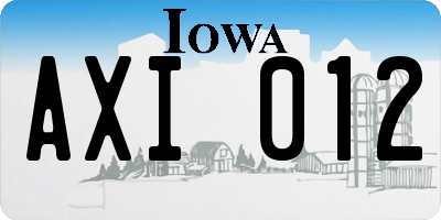 IA license plate AXI012