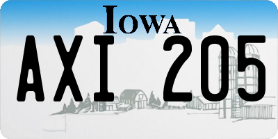 IA license plate AXI205