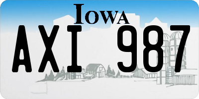 IA license plate AXI987