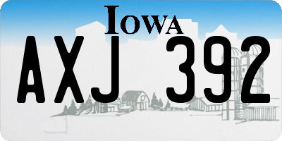 IA license plate AXJ392